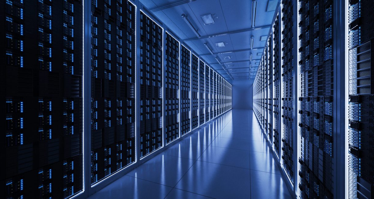 Server room with server tower 3d rendering server room or data center